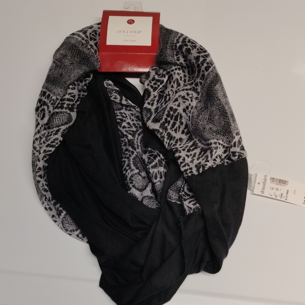 Dressbarn Black and Gray Infinity Scarf